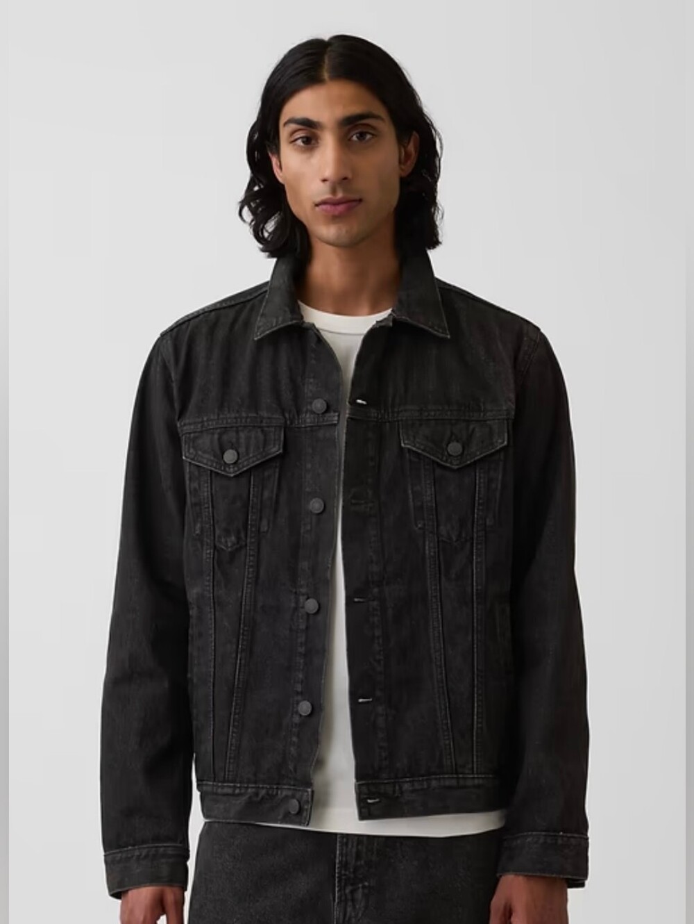 GAP Men’s Classic Icon Denim Jacket In Washed Black